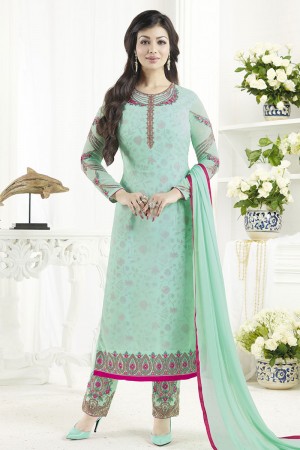 Ayesha Takia Supreme Green Georgette Designer Salwar Suit with Nazmin and Chiffon Dupatta