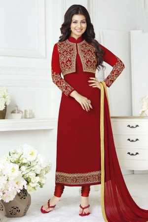 Ayesha Takia Charming Red Georgette Embroidered Work Salwar Suit
