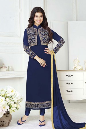 Ayesha Takia Lovely Blue Georgette Salwar Suit with Nazmin and Chiffon Dupatta 