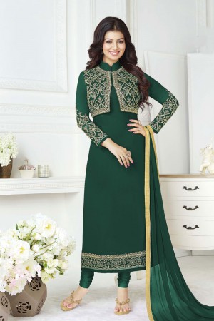Ayesha Takia Excellent Green Georgette Embroidered Work Salwar Suit with Nazmin and Chiffon Dupatta