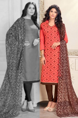 Beautiful Pink Chanderi Designer Embroidered Work Salwar Suit with Chiffon Dupatta