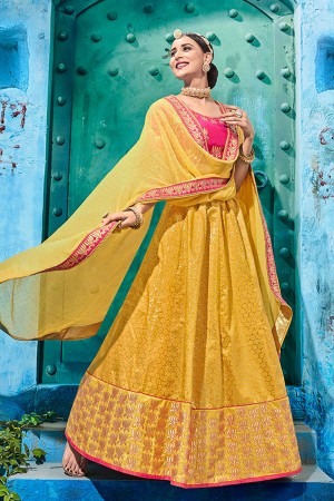 Lovely Yellow Silk Embroidered Work Designer Lehenga Choli