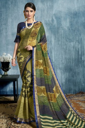 Graceful Multi Color Georgette Printed Casual Saree