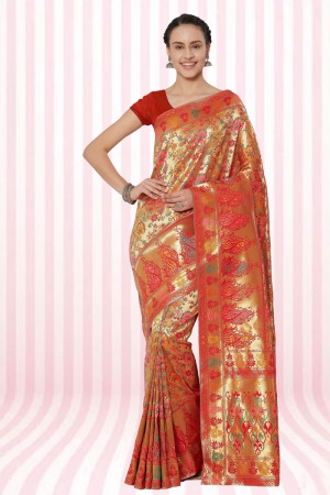 Admirable Golden Silk Designer Jaquard Work Saree