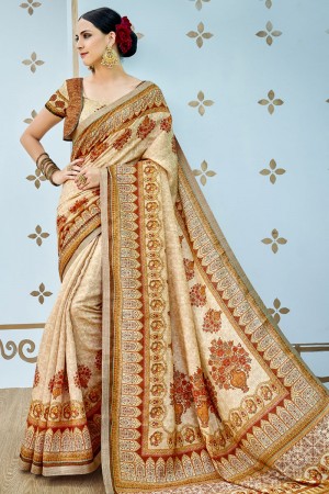 Lovely Multi Color Banarasi Silk Designer Printed Saree