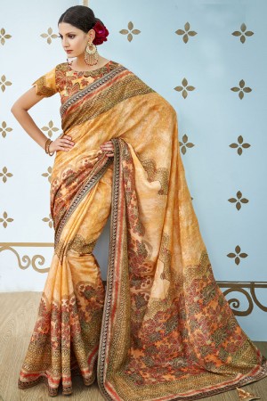 Classic Multi Color Banarasi Silk Designer Printed Saree