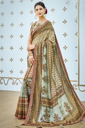 Admirable Multi Color Banarasi Silk Designer Printed Saree