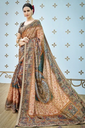 Desirable Multi Color Banarasi Silk Designer Printed Saree