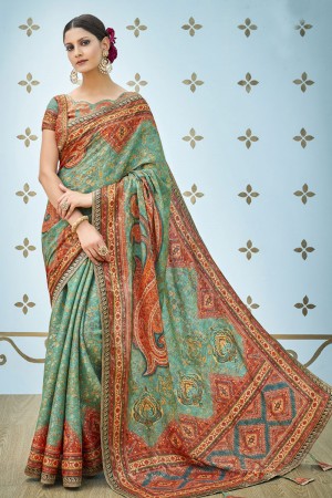 Graceful Multi Color Banarasi Silk Designer Printed Saree