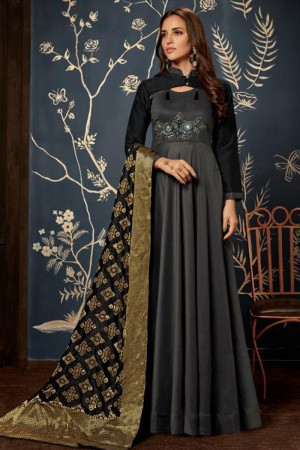 Lovely Black Embroidered Work Long Length Anarkali Salwar Suit