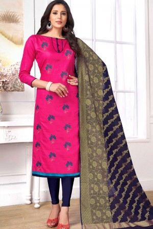 Graceful Pink Embroidered Work Salwar Suit With Banarasi Silk Dupatta