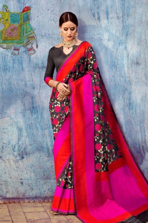 Ultimate Black Banarasi Silk Jaquard Work Silk Saree With Banarasi Silk Blouse