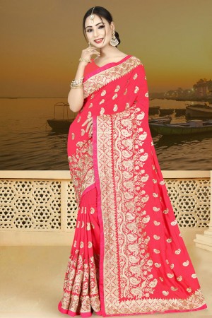 Gorgeous Pink Silk Embroidered Saree