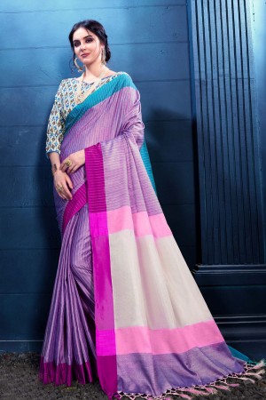 Graceful Magenta Linen Silk Printed Designer Saree With Banglori Linen Silk Blouse