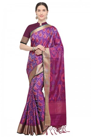 Graceful Purple Jaquard Work Designer Silk Saree With Silk Blouse