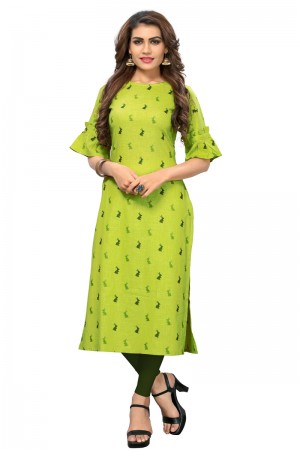Excellent Green Rayon Printed Kurti