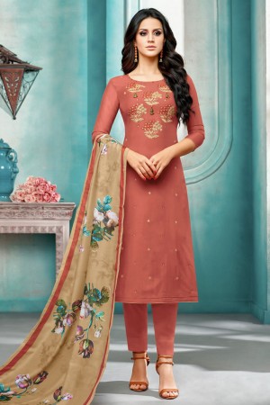 Admirable Maroon Silk Embroidered Designer Salwar Suit With Maslin Dupatta
