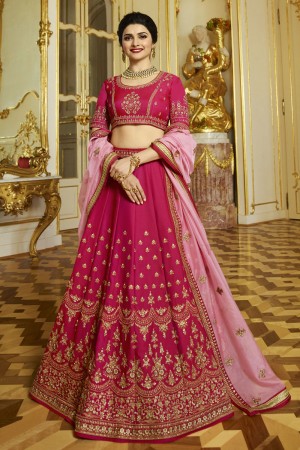 Prachi Desai Pretty Pink Silk Embroidered Designer Lehenga Choli