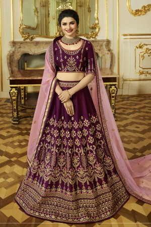 Prachi Desai Gorgeous Violet Silk Embroidered Work Designer Lehenga Choli