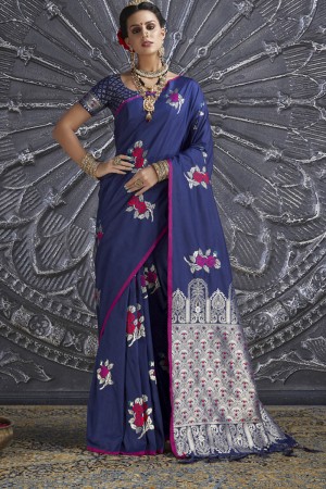Stylish Red Silk Jaquard Work Designer Saree With Silk Blouse