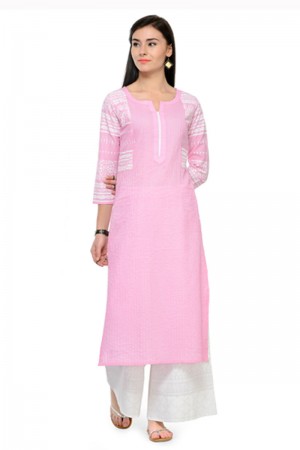 Gorgeous Pink Cotton Designer Kurti