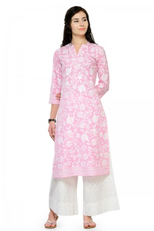 Charming Pink Cotton Designer Kurti