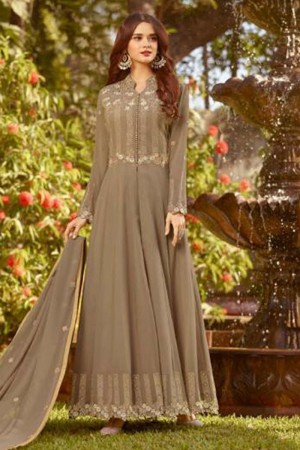 Charming Beige Georgette Embroidered Designer Anarkali Salwar Suit
