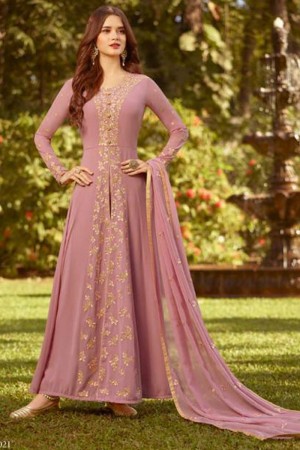 Stylish Pink Georgette Embroidered Designer Anarkali Salwar Suit