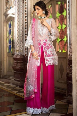 Admirable Pink Net Embroidered Designer Pakistani Salwar Suit With Net Dupatta