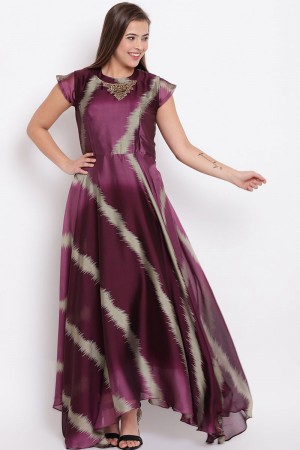 Admirable Purple Georgette Designer Printed Party Wear Kurti