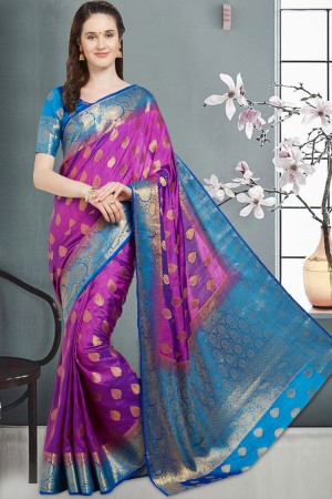 Classic Purple Banarasi Designer Saree