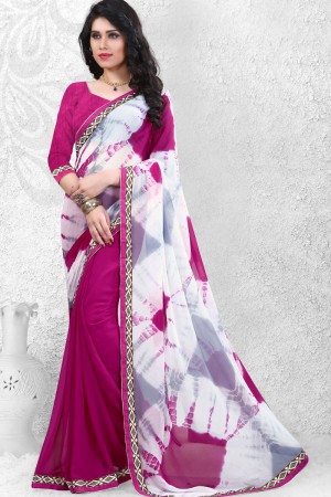 Stylish Pink and Off White Designer Casual Wear Saree