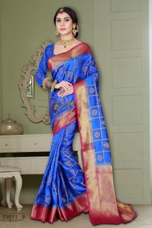 Admirable Blue Banarasi Designer Saree 