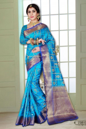 Desirable Blue Party Wear Saree 