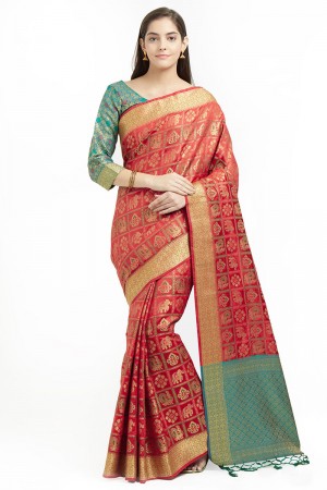 Supreme Red Pochampally Silk Saree