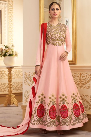 Pretty Pink Embroidery Worked Salwars Kameez