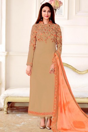 Admirable Chikoo Colored Georgette Salwar Suit