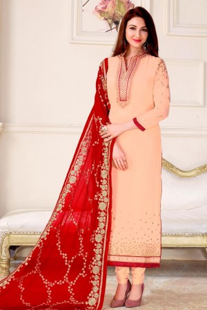Ultimate Cream Embroidery Worked Party Wear Salwar Suit