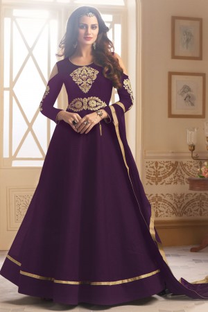 Calssic Purple Tapeta Silk Gown