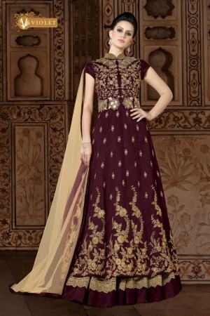 Graceful Navy Blue Embroidery Worked Salwars Suit