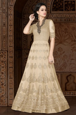 Gorgeous Golden Casual Salwar Suit With Net Dupatta