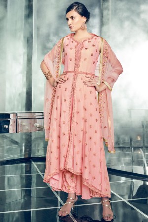 Classic Pink Party Wear Embroidery Worked Salwar Suit