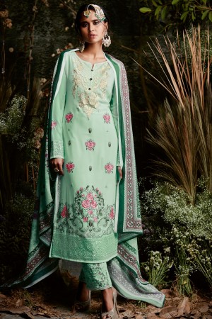 Ultimate Sea Green Party Wear Salwar Suit with Lace Worked Dupatta