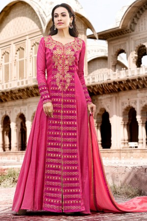 Ultimate Pink Function Wear Embroidery Worked Salwars Suit 