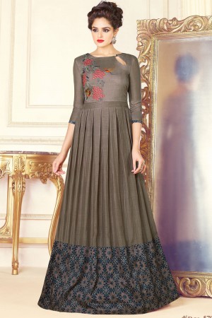 Ultimate Grey Party Wear Embroidered Work Salwar Suit