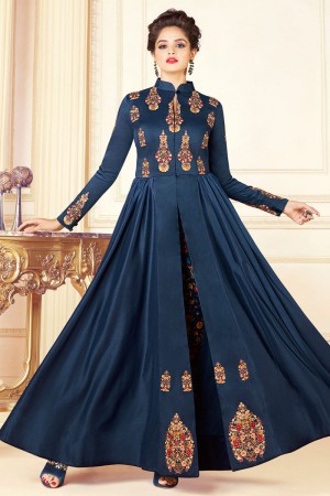 Admirable Blue Embroidered Work Designer Salwar Suit