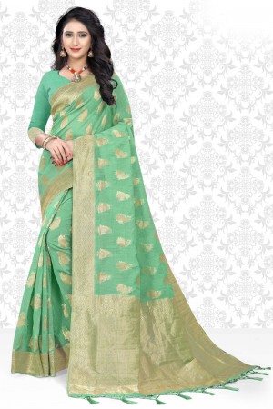 Desirable Green Net Printed Casual Saree