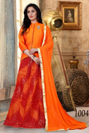Excellent Orange Banglori Silk Designer Gown