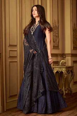 Beautiful Black Net Embroidered Designer Anarkali Salwar Suit