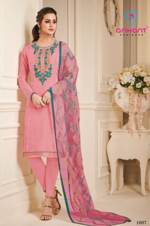 Beautiful Pink Silk Embroidered Designer Salwar Suit With Chiffon Dupatta